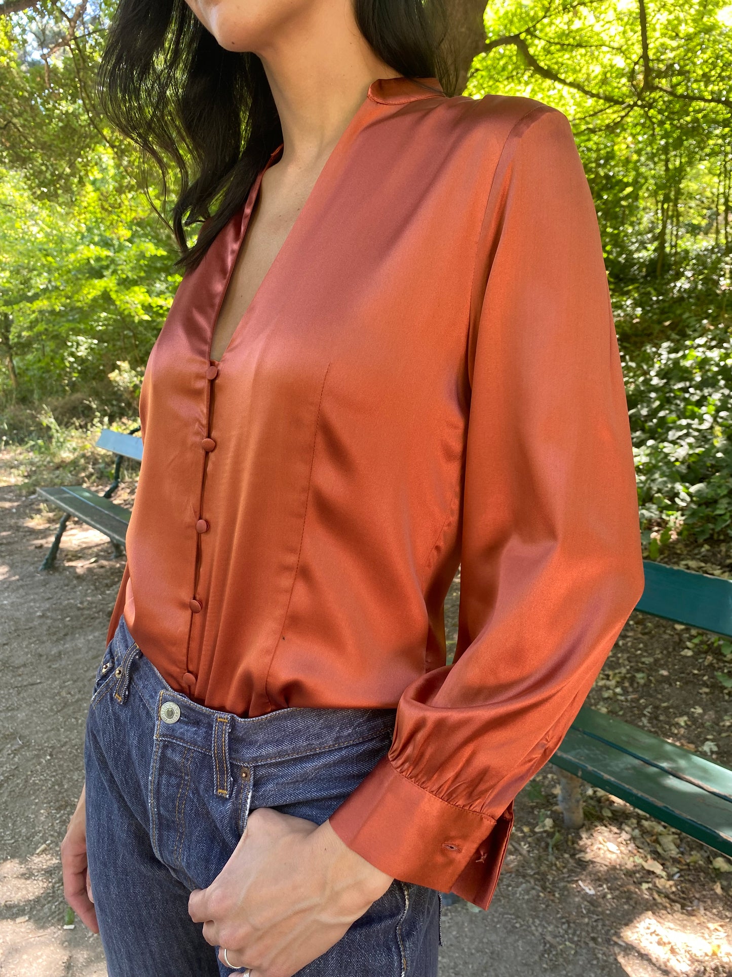 BLOUSE ALBA SOIE TERRACOTA